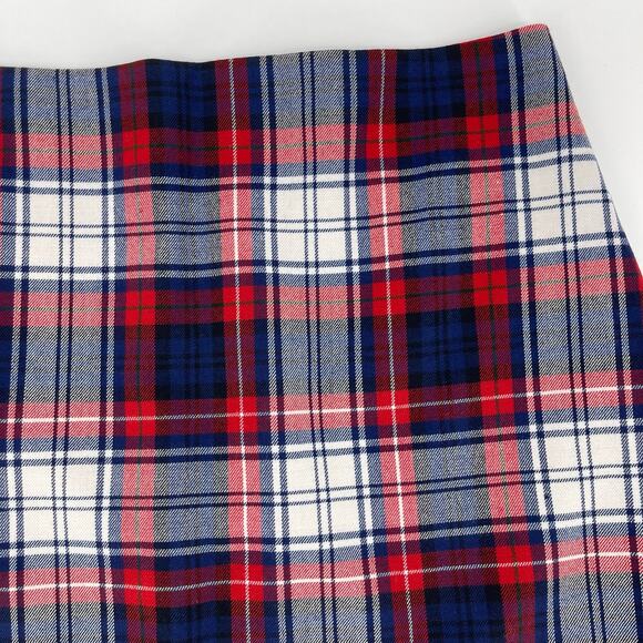 Vineyard Vines Wool Red White Blue Plaid Summer Skirt Sz 4 Preppy Country Club - Picture 4 of 16